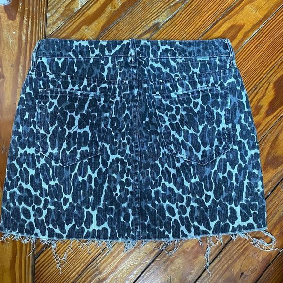 Mother Denim "THE VAGABOND MINI FRAY" SKIRT Leopard Jean, Size 27, MSRP $258 - Picture 9 of 12